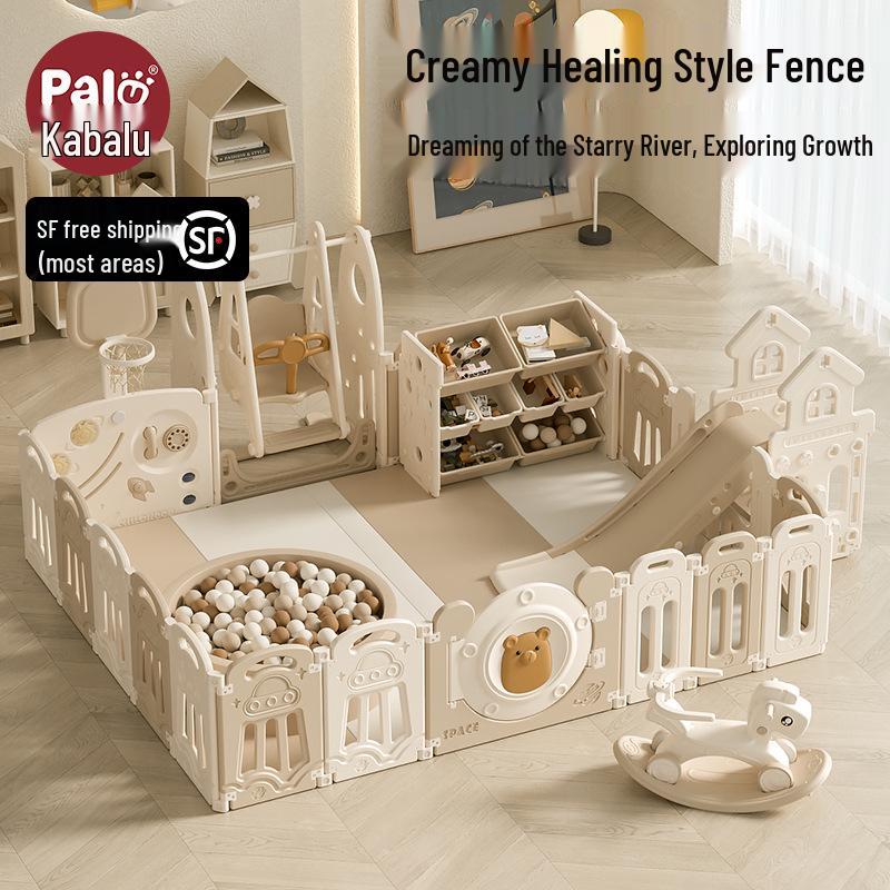 Compact Foldable Baby Playpen & Safety Fence with Integrated Crawling Mat for Indoor Use