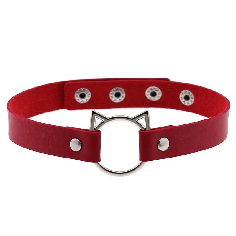 1 ks Dámský černý sexy obojek z umělé kůže s kočičími hroty, choker s přezkou, gotický alternativní tenký gotický náhrdelník s cvočky, punk