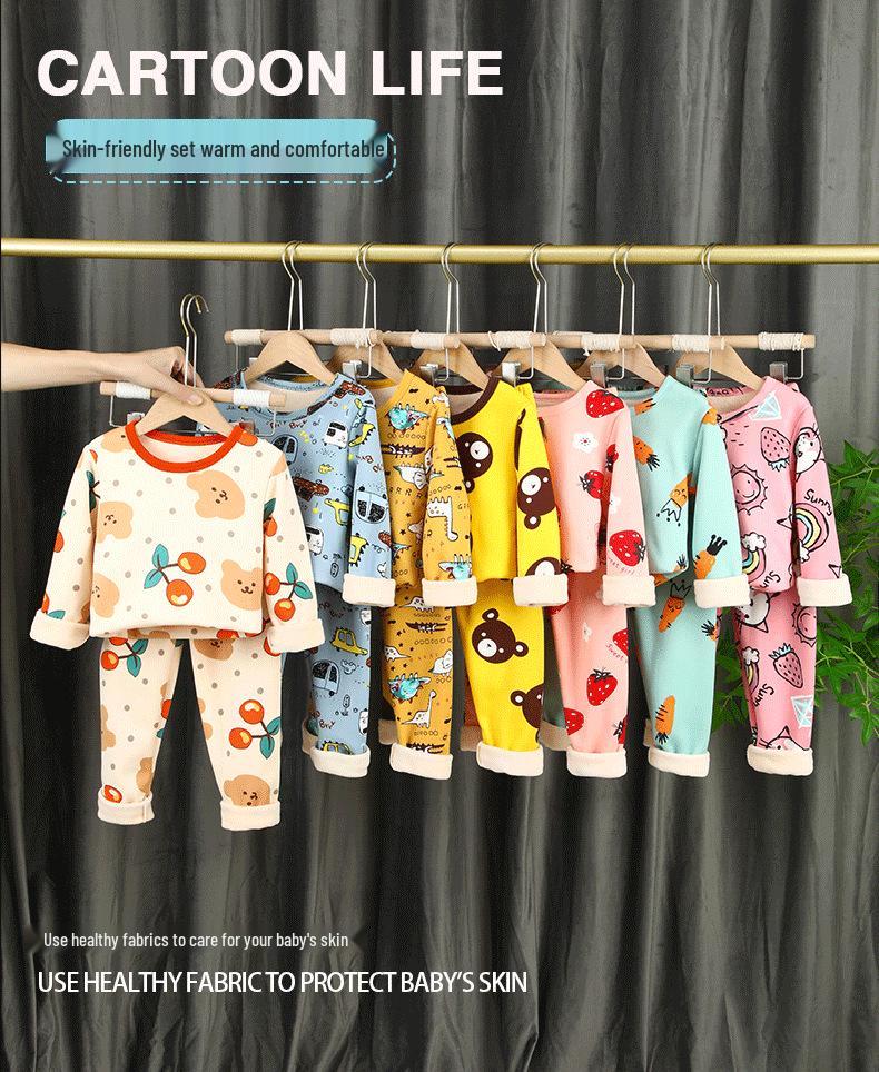 Warmer Winter-Unterwäsche-Set für Kinder mit Fleece-Futter: Herbstliche Thermoschicht & Homewear für Mädchen und Jungen