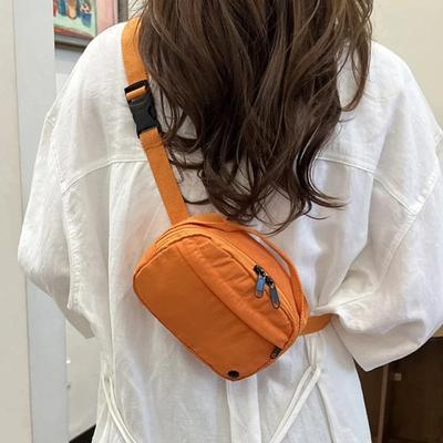 Solid Color Women's Sports Shoulder Bag Soft Nyl Female Zipper Chest Bags Simple Portable Ladies Phe Purse Small Handbags