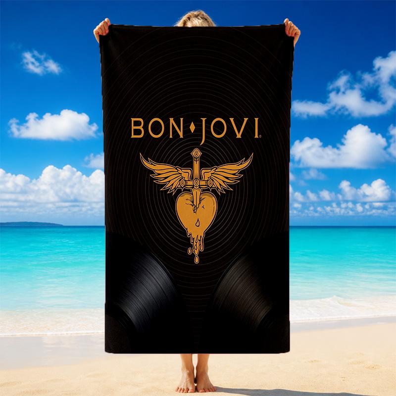 Serviette de plage en microfibre avec impression Bon Jovi Sable ?Serviette Légère Résistante pour la Natation, les Voyages en Plein Air