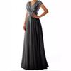 New spring and summer European and American women's sleeveless dress V-neck sequined temperament satin splicing evening dress