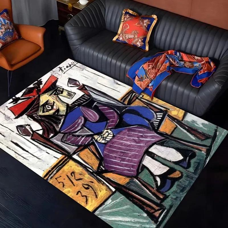 Picasso Abstract Style Painting Printed Carpet Fashion Non-slip Rug Living Room Bedroom Bathroom Kitchen Door Mat Decor Gift