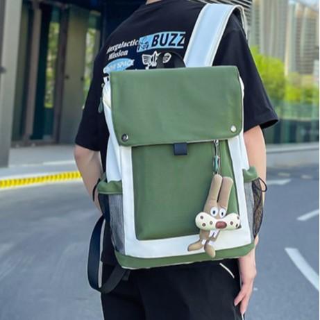 Schoolbag Wholesale Casual Backpack College Student Simple Contrast Color School Bag Large Capacity Travel Bag Versatile Commuter Backpack Female