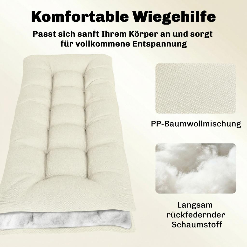 Pallet Cushion, Removable Seat Cushion with Fastening Straps, Pallet Pad for Most Loungers, 198x65x13cm, Beige