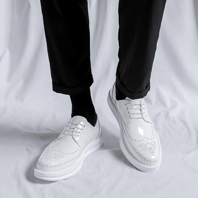 Classic Brogue Shoes Men Genuine Leather Luxury Men's Casual Business Shoes Lace-up Brown Shoes for Men Sapato Social Masculino