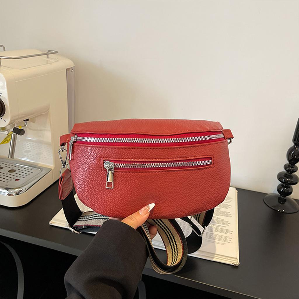 Vintage Pu Leather Crossbody Bag Adjustable Belt Women'S Chest Bag With Multi-Pockets For Commute And Casual Style Shoulder Bag