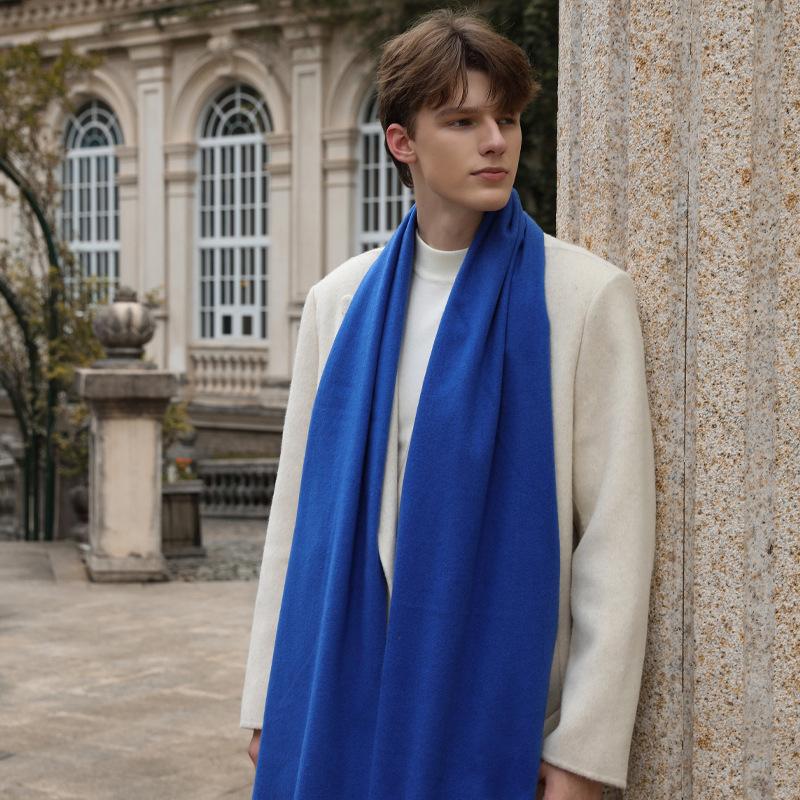 Men's Solid Color Scarf Autumn and Winter New Versatile Wool Scarf Korean Atmosphere Cashmere Scarf Women's Winter Warmth