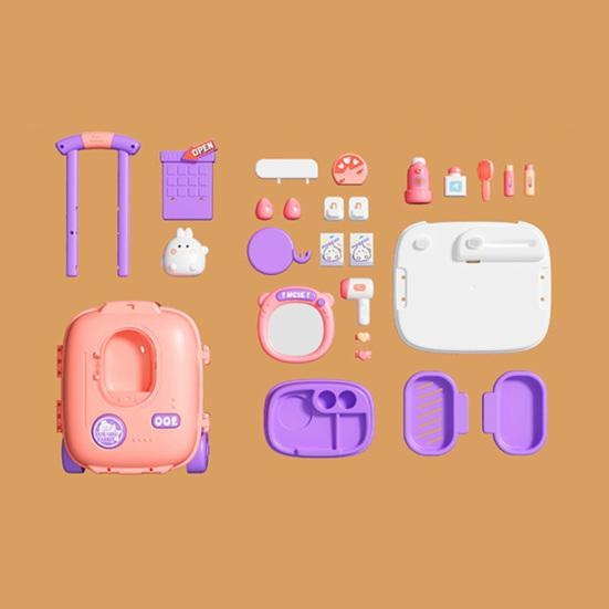 Kids Role Play Suitcase 3-in-1 Pretend Play Set with Mini Kitchen Doctor