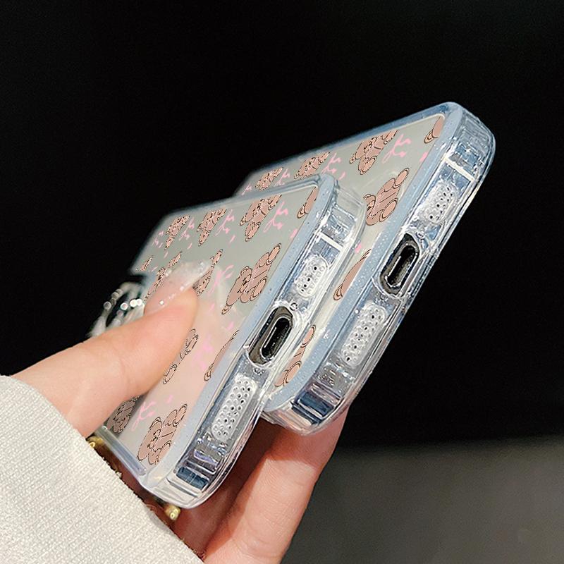 Bowknots Cherry Pattern Case For iPhone 17 Pro Max Plating Lens Frame Clear Soft Cover For iPhone 16 15 14 13 Pro Max 11 16E 17E