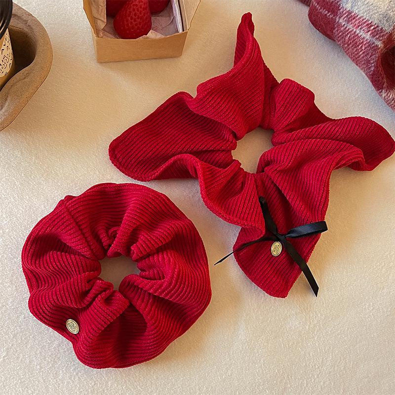 Christmas Red Ankara Scarf Scrunchie - New Year Hair Tie for Women