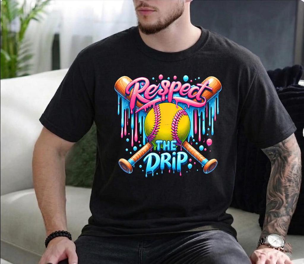 Baseball Drip Ice Cream Shirt, Retro Sport Graphic Tee, Game Day Apparel
