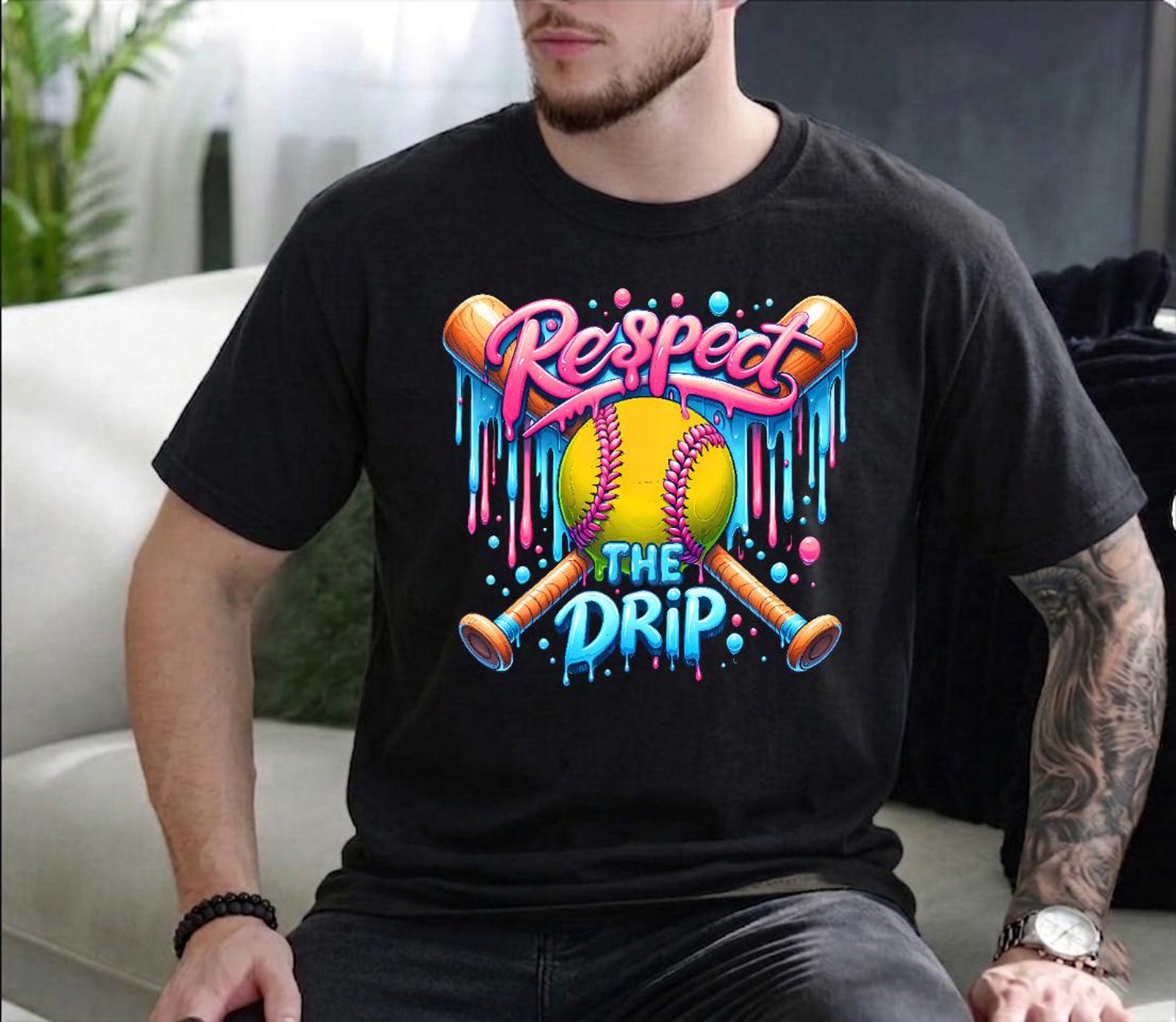 Baseball Drip Ice Cream Shirt, Retro Sport Graphic Tee, Game Day Apparel XL