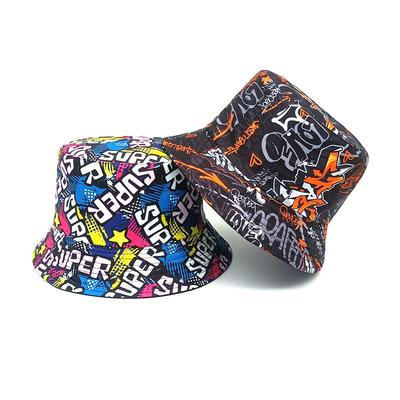 Mode Buchstaben Print Fischerhut Unisex Sommer Panama Outdoor Sonnenschutz Eimerhut Damen Herren Sonnenhut Anti-Sonne Dekorieren Hiphop