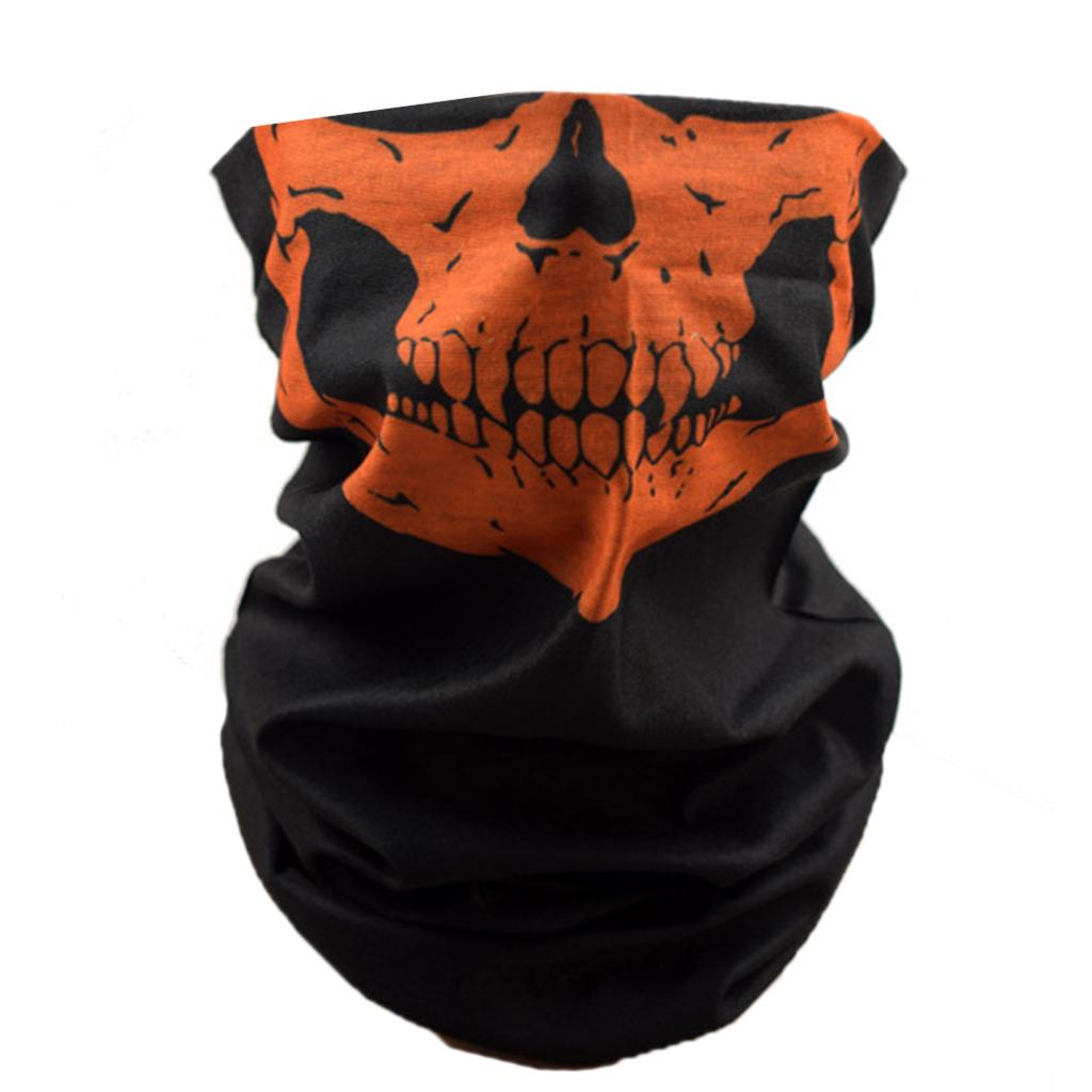 Ghette Collo Multiuso per Ciclismo Maschera Facciale con Stampa Teschio di Halloween Scaldacollo per Attività all'Aperto e Uso Quotidiano