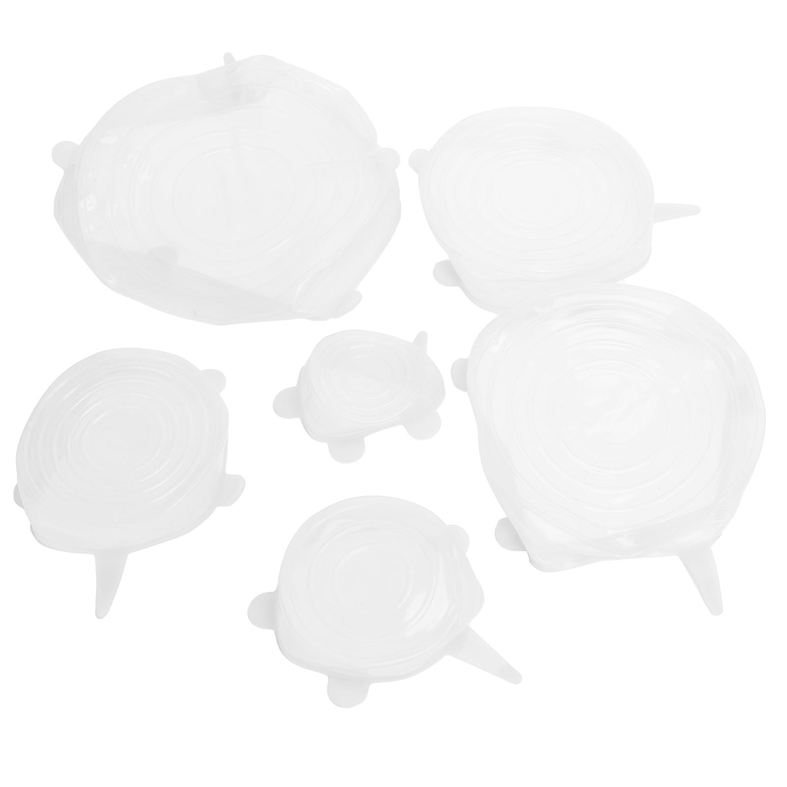 

6Pcs Food Sealing Lid Expandable Reusable Vegetable Fruit Sealing Cover for Kitchen UseBlue белый