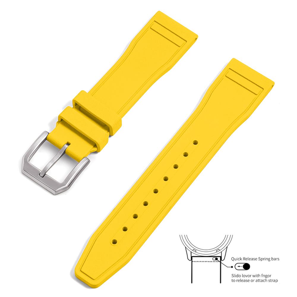 

High Qualit FKM Fluororubber Watch Strap 20mm 21mm 22mm Quick Release Diving Waterproof Wristband For Sports Watch Accessories 20mm жёлтый