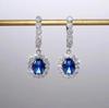 Royal Blue Zircon Oval Earrings Fashionable High-End Design Accessories for Banquets Personalized Simple Zircon