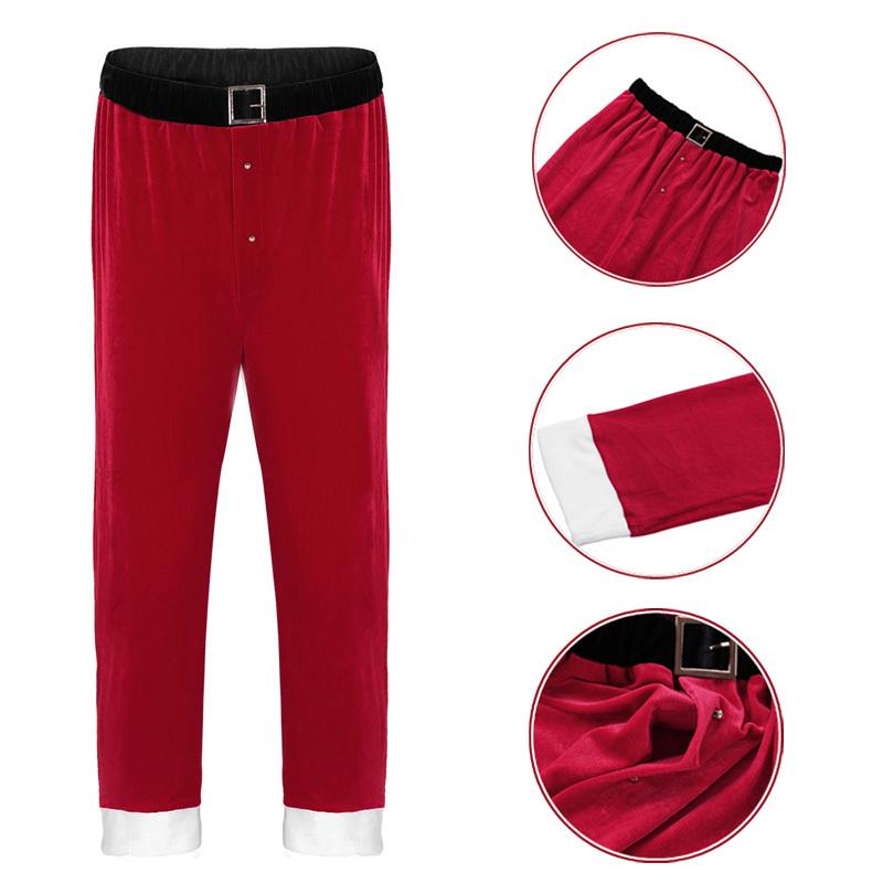 

Men s Adult Christmas Santa Claus Velvet Long Pants Trousers Cosplay Costume M красный