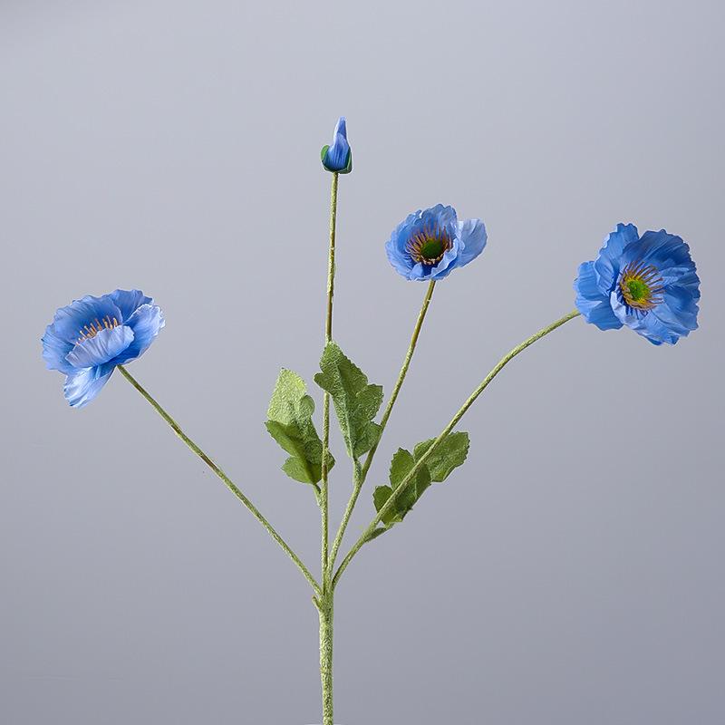 Poppy Artificial Flower Arrangement for Weddings and Home Decor - Silk, Flocked, Fake Ornament.