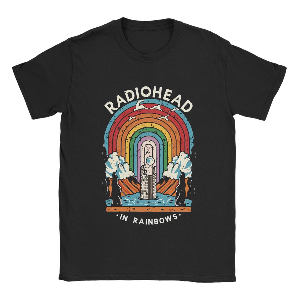 Magliette da uomo Radiohead in Rainbows Magliette Cool a Manica Corta Girocollo Puro Cotone Nuovi Arrivi Top
