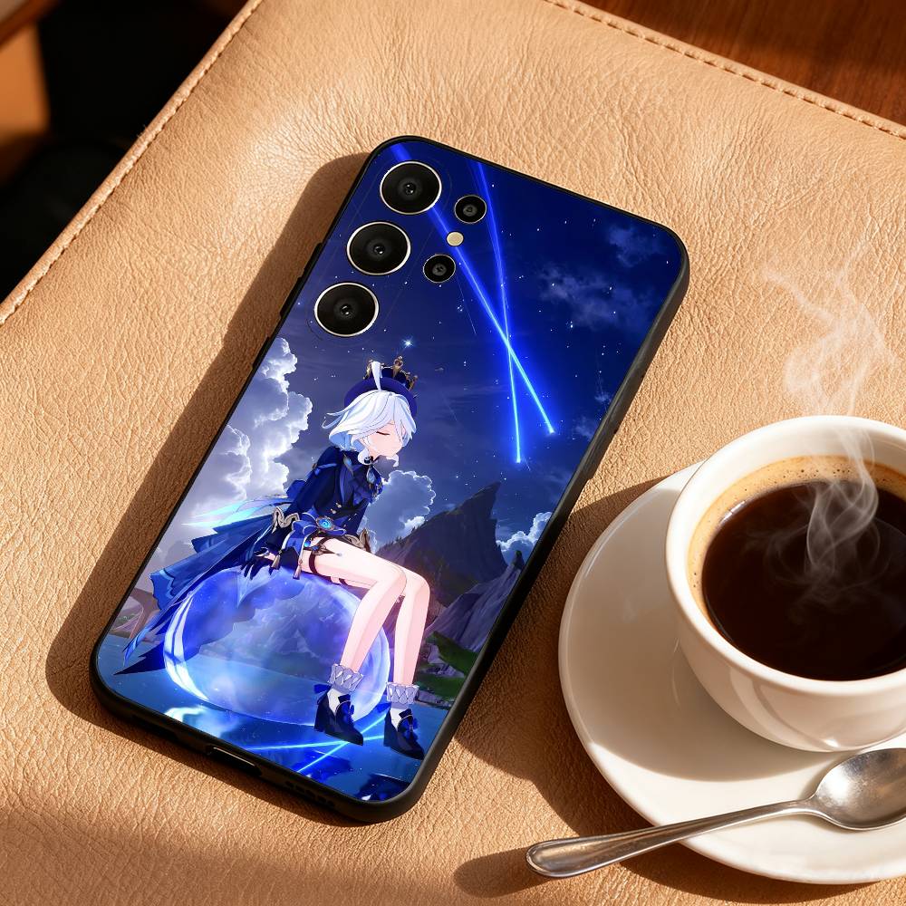 Genshin Impact Fennina Phone Case For Samsung S26,S25,24,23,22,30,21,10,9,Ultra,Plus,Lite,Black Soft Case