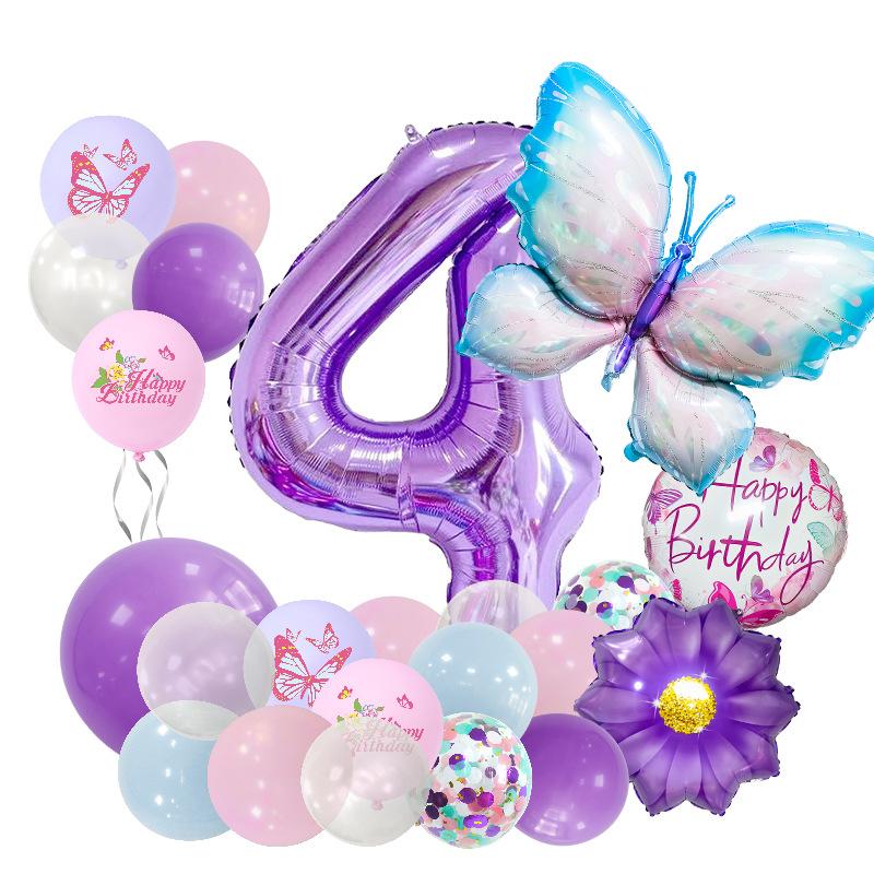 Ice Blue Butterfly Balloon Set Sex Reveal Birthday Party Arrangement Guiding Post Digital Latex Balloon Party