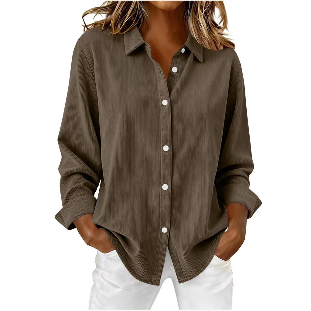Giacca Camicia da Donna in Velluto a Coste Stile Europeo/Americano Autunno/Inverno Larga 2025
