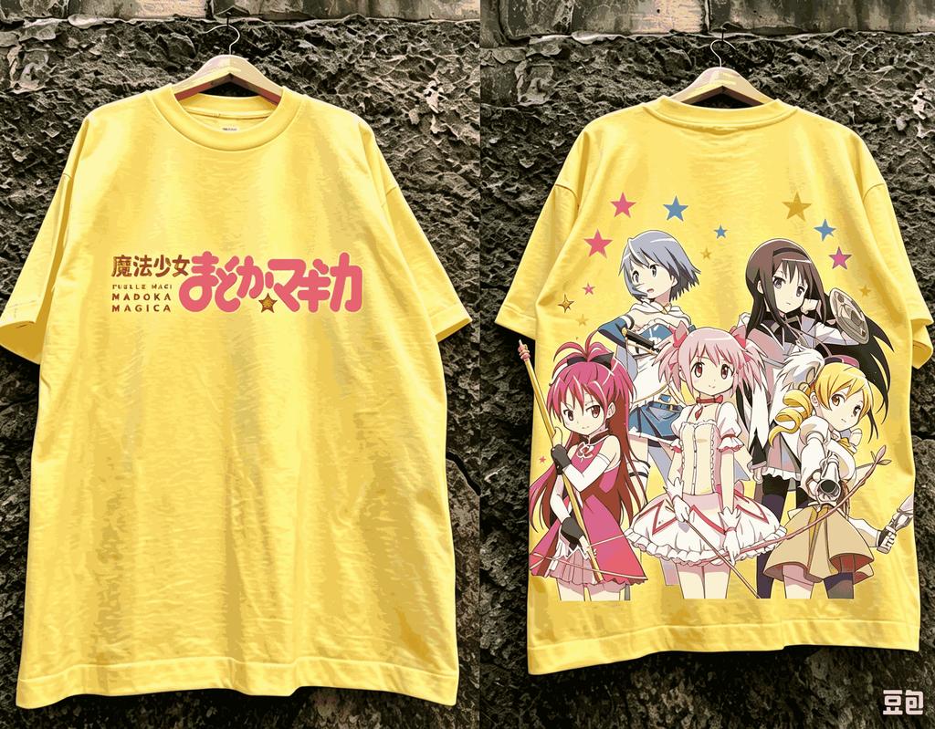 Puella Magi Madoka Magica T-shirts Vintage Oversized Unisex Hip Hop Street T Shirt Casual Loose Streetwear Trendy Cotton Couples
