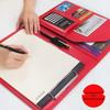 A4 Multi-functional Leather Document Folder with Clip and Storage for Contracts and Work Orders