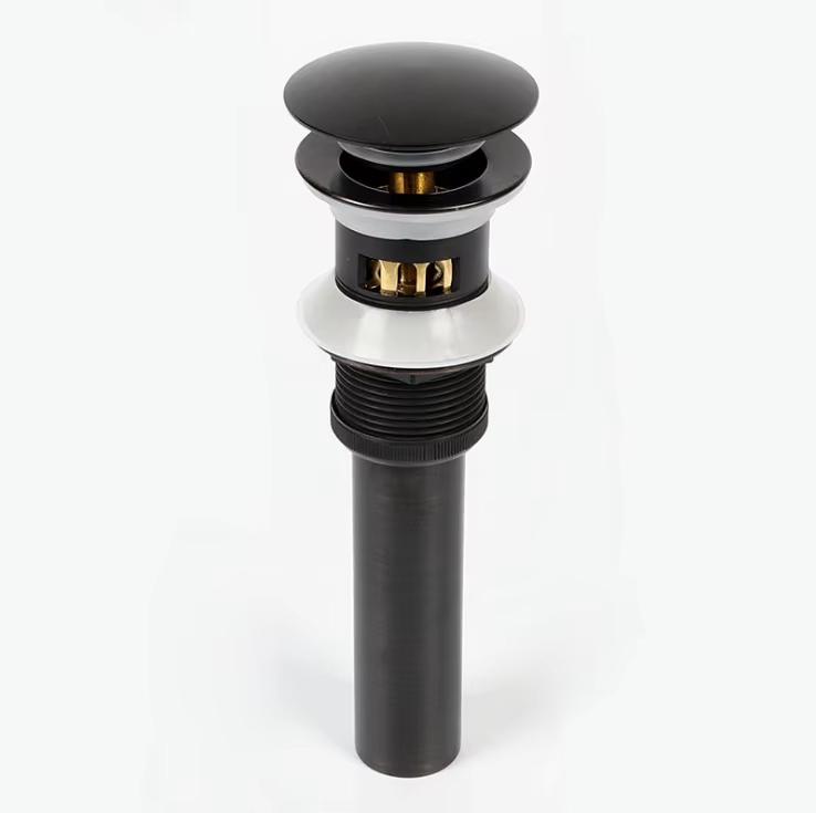 HONGDEC Modern Durable Chrome Plated Lightweight Pop up Drain Stopper for Bathroom Sink Waste Drain (Black,Brass)