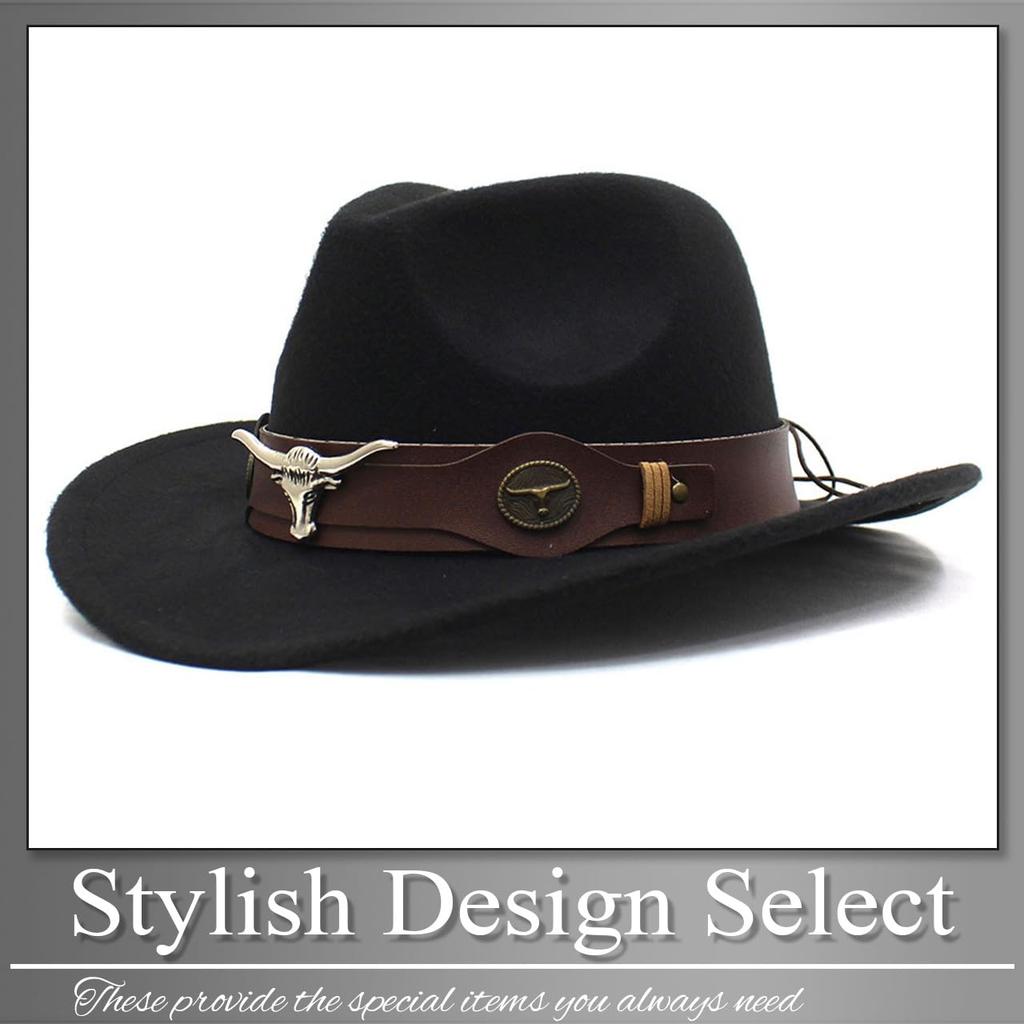 Buzz Selection Cowboy Retro Stylish Jazz Western Hat CAQ265 Men's (Black)