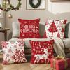 Red Christmas Printed Pillow Cover Nordic Style Polyester Printed Holiday Decoration Living Room Sofa Cushion Cover Pillow