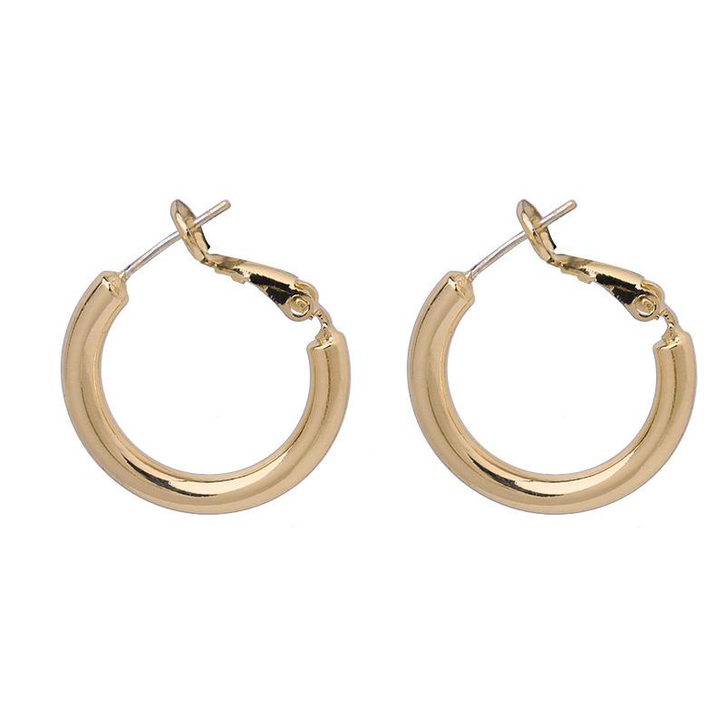 Gold Small Earrings Plain Ring Earrings Women's Autumn and Winter New High-end Circle Stud Earrings Niche Design Earrings
