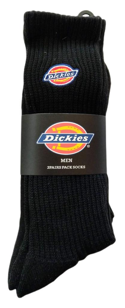 Dickies Crew Socks 3 Pack Logo Embroidered Cushioned Sole Men