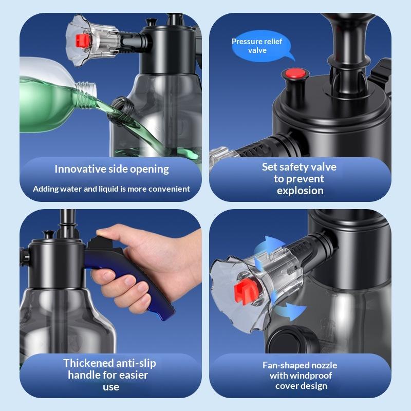 3L Hand Pump Foam Sprayer With 3 Types Of Nozzle Hand Pneumatic Foam Cannon Snow Foam Car Wash Spray Bottle Car Window Cleaning