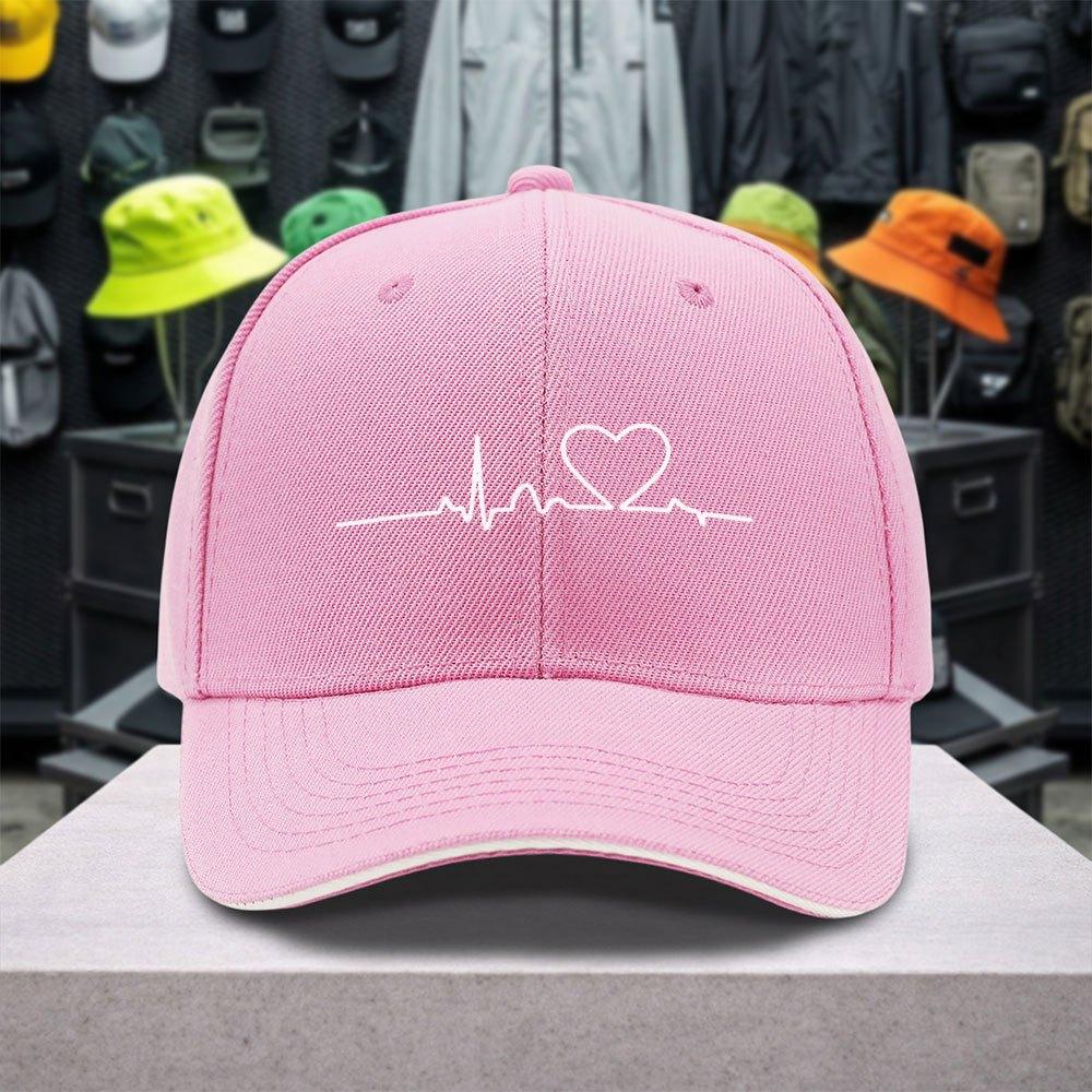 pc ECG Heartbeat Heart Sandwich Baseball Cap Unisex Simple Lightweight Adjustable Outdoor Duckbill Cap Ideal Gift for S