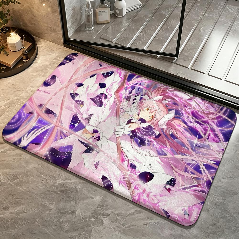 Anime-Puella Magi Madoka MagicaS Floor Mat Bedroom Carpet, Bathroom Foot Mat, Doormat, Non-Slip Absorbent Multi-Use