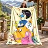 Adventure Time Custom Name Flannel Blanket Personalized Soft Warm Plush Throw Blanket Customized Gift for Family Friends