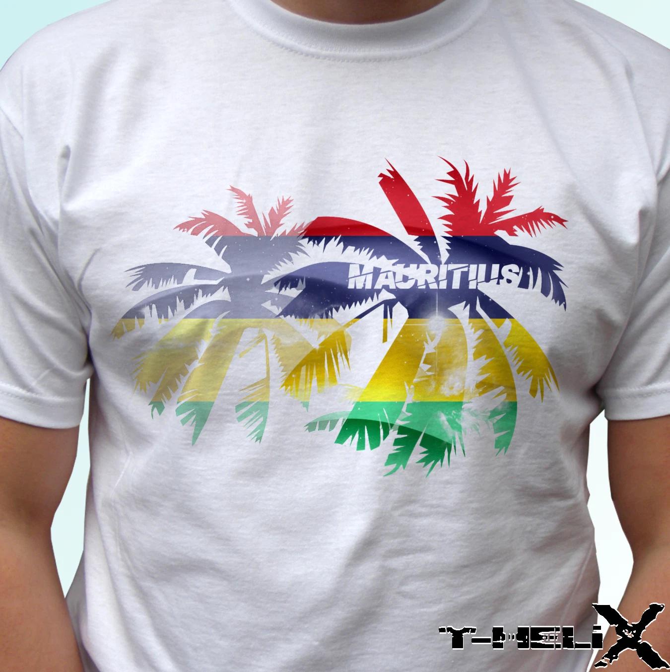 Mauritius palm flag - white kids boys T-Shirt holiday top design s s kids baby 140