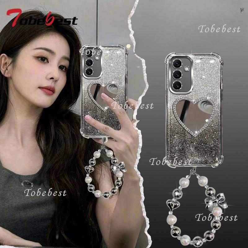 Love Mirror Bracelet Shockproof Plating Case for Samsung Galaxyu A17 A07 A16 A26 A36 A56 A06 A15 A25 A35 A55 A14 A24 A34 A54 5G