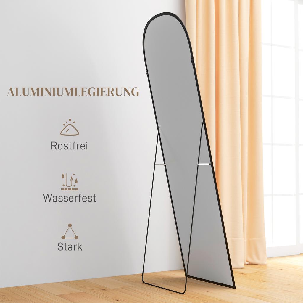 162cm Aluminium Frame Standing Mirror - Black