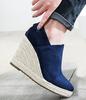  Women High Heels Espadrilles Shoes Causal Suede Pumps Wedges Platform Pointed Toe Sip On Zip Skid Resistance Comfort