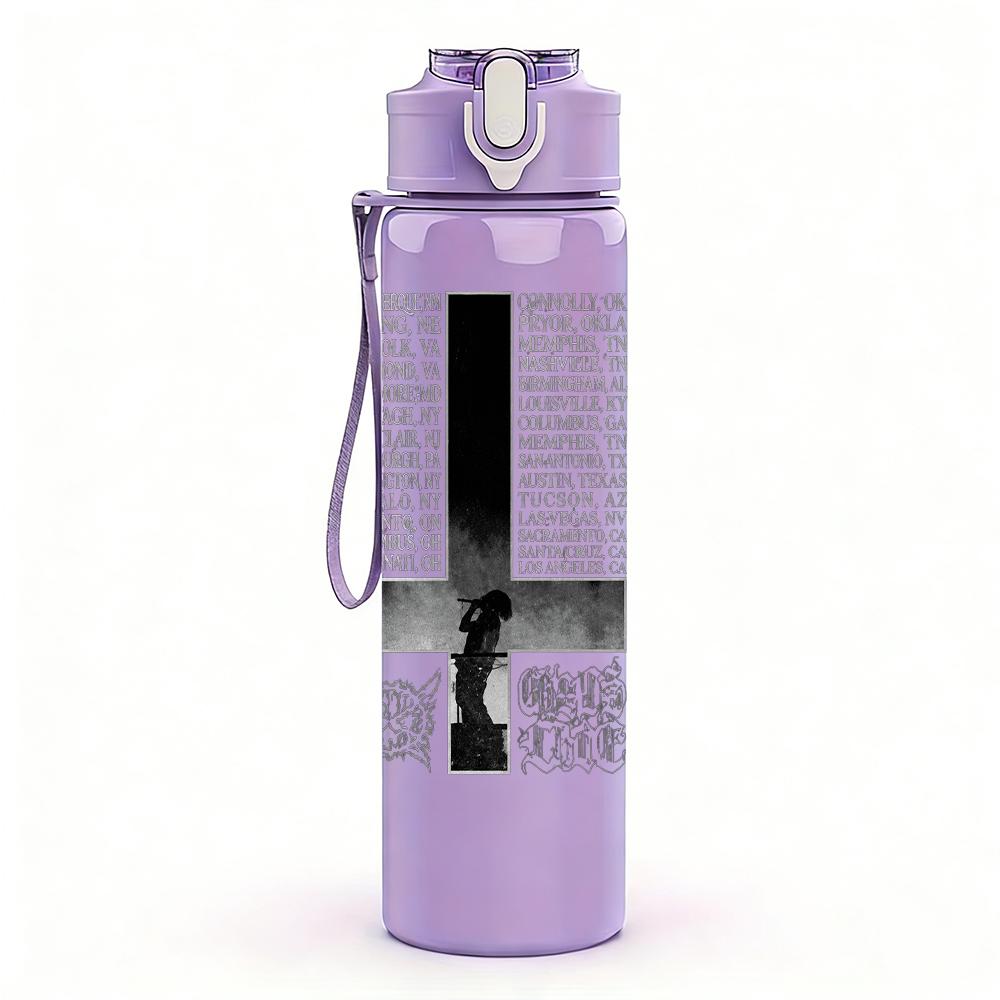 1PC Black Cross Minimalist Line Art Print 750ml Portable Sports Water Bottle Leakproof Gym Outdoor Travel Drink Cup