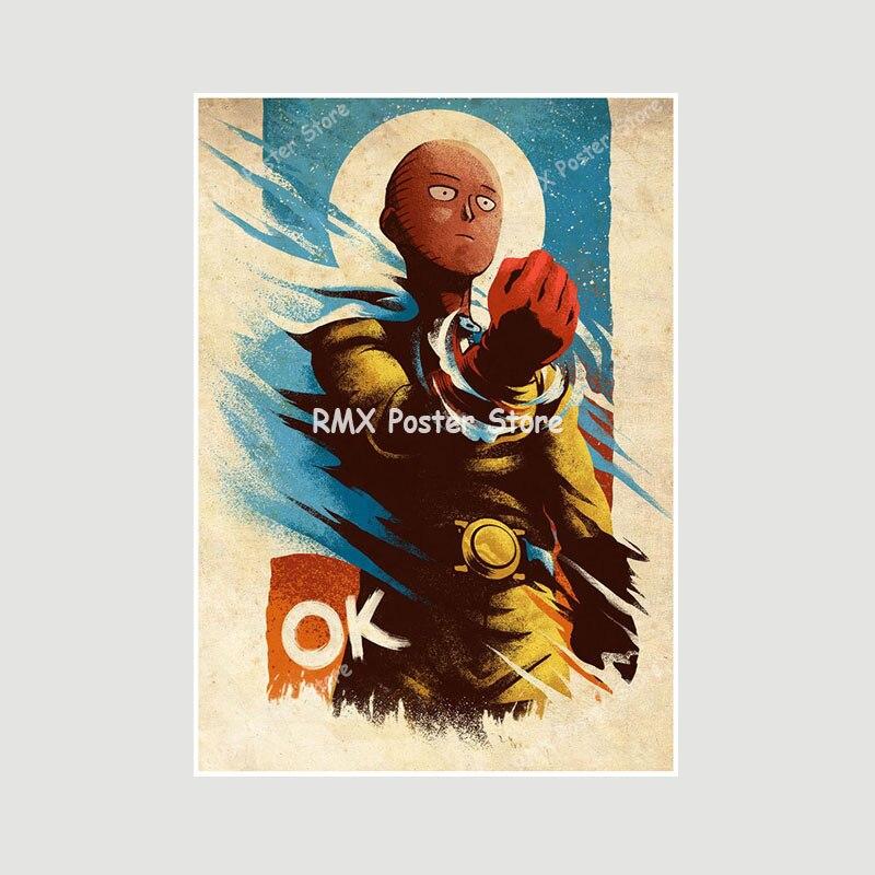 One Punch Man JoJo's Bizarre Adventure Art Painting Pictures for Bar Cafe Home Decor White Paper Room Decoration Anime Posters