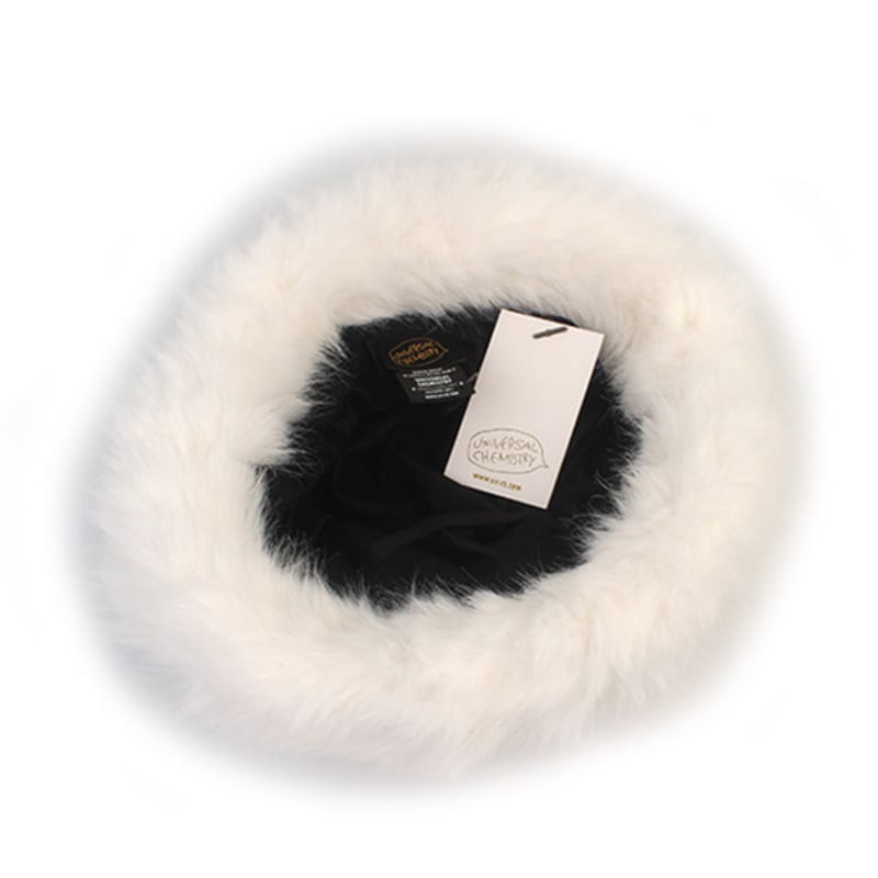 Universal chemistry Wide Fur White Bucket Hat fur hat