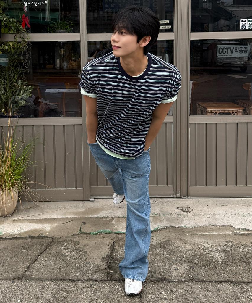 MINDBRIDGE [On] Multi-Stripe Crop Short Sleeve T-Shirt - 2 Colors
