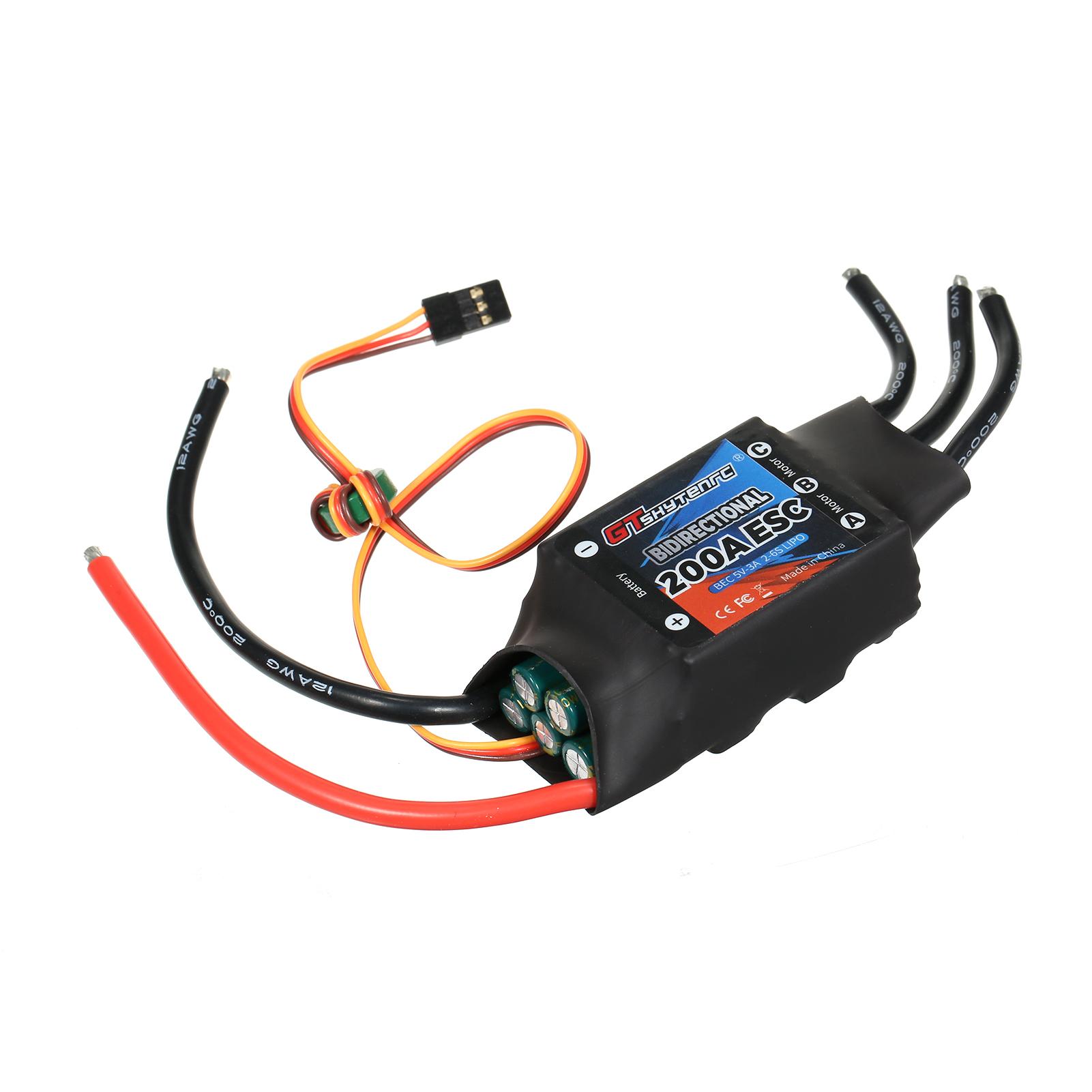 

GTSKYTENCR Двонаправлений 130A безщітковий ESC для дистанційного керування автомобілем/човном/дистанційним керуванням судна Пневматичний підводний гвинт 80A чорний