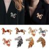 Rhinestones Running Horse Brooch Decorative Zodiac Animal Badge Brooch Pins  Jewelry Accessories