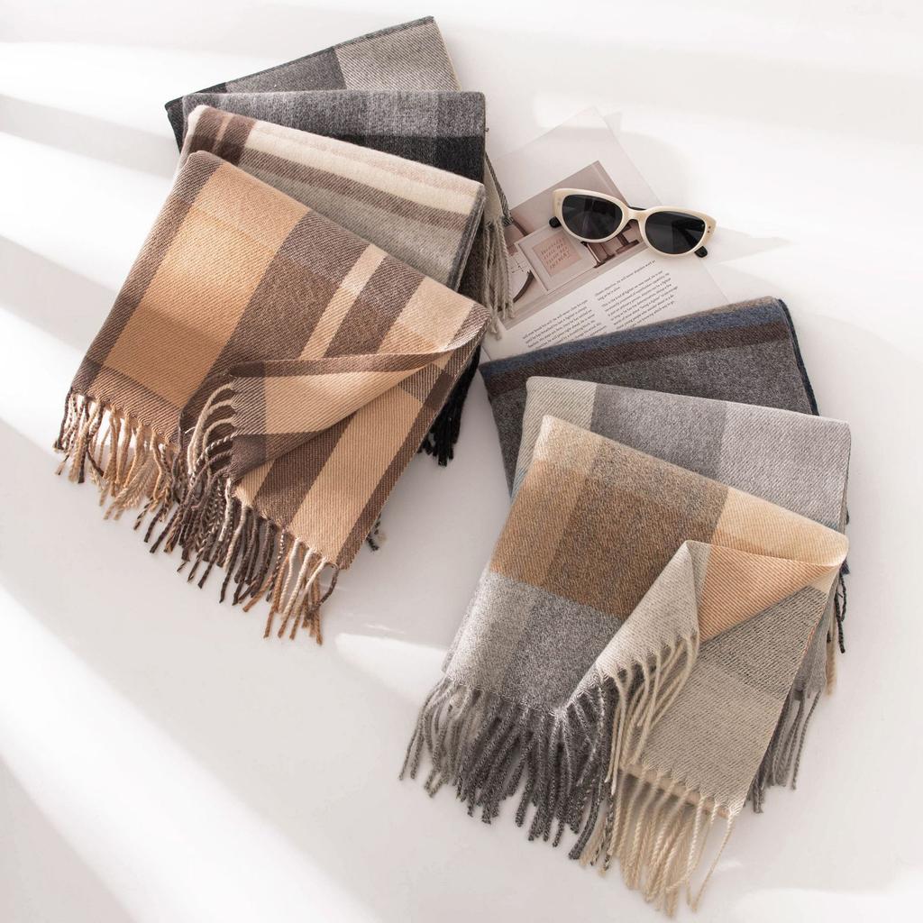 Stylish Design Plaid Scarf Women Men Winter Autumn Imitation Cashmere Wide Long Shawl Design Warm Soft Muffler Female Male